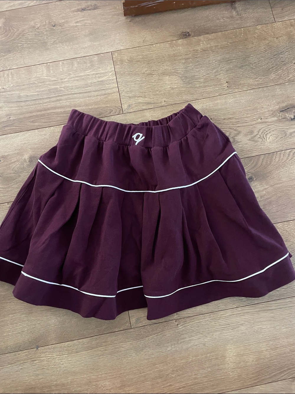 Women's Plum Circle Skirt with White Piping